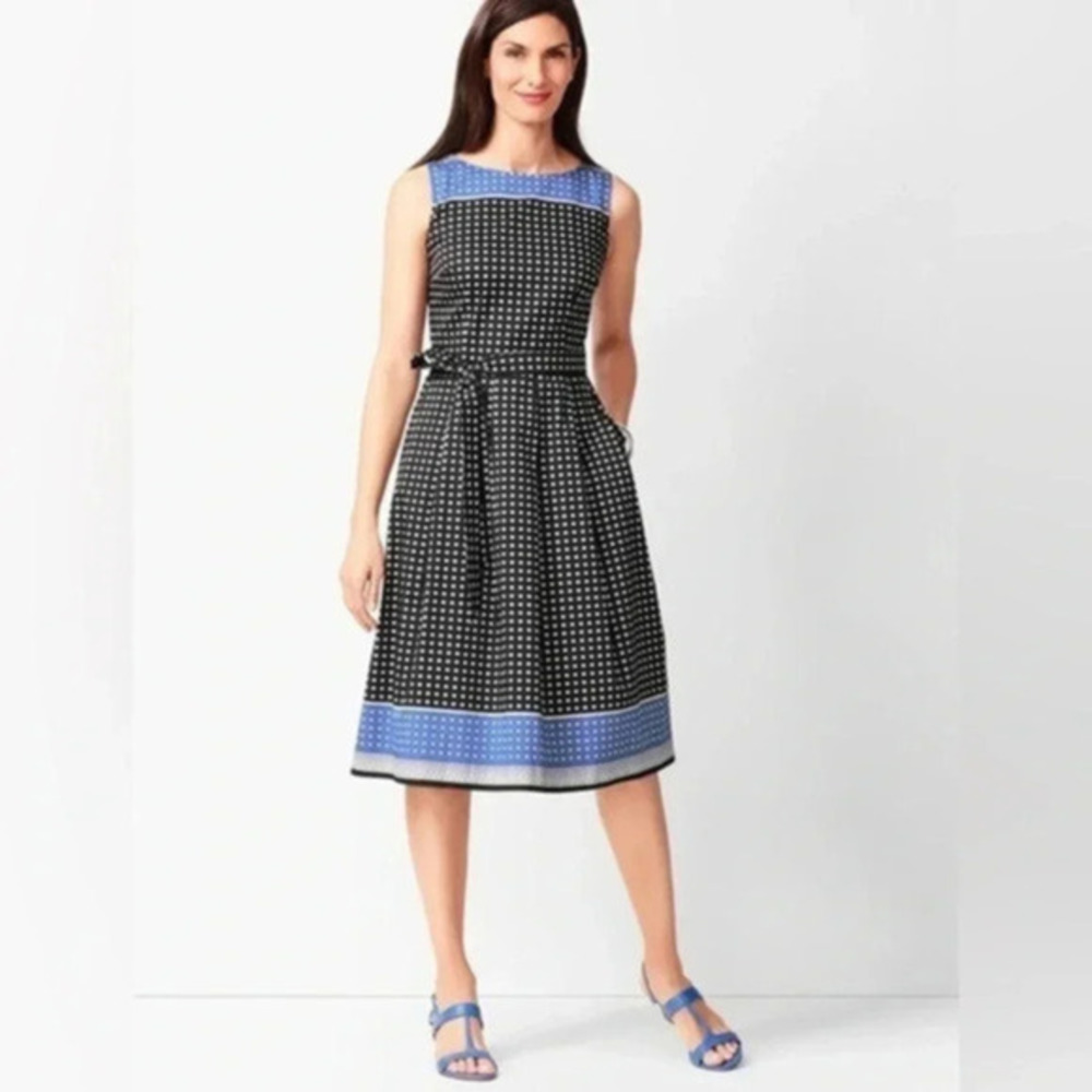 Talbots Womens Geo Print Fit & Flare Sleeveless Dress size 10